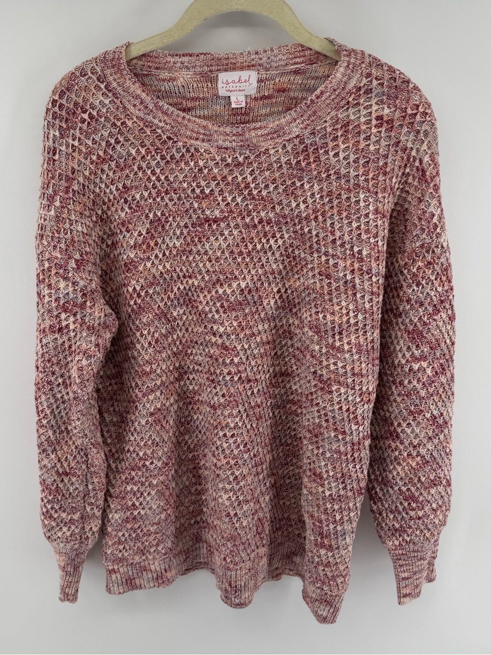 Isabel Maternity by Ingrid & Isabel Pink Marled Waffle Crew Sweater